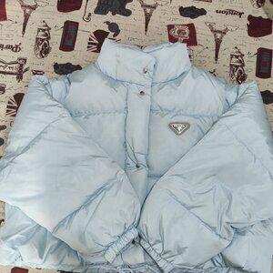 Prada Women's Light Blue Short Down Jacket